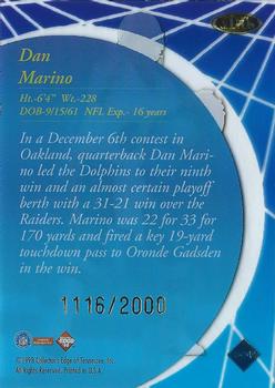 1998 Collector's Edge Masters - Main Event #ME13 Dan Marino Back