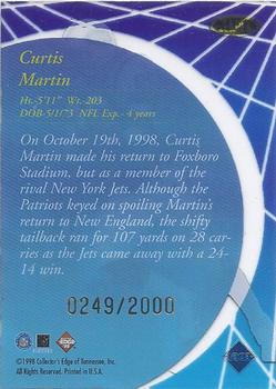 1998 Collector's Edge Masters - Main Event #ME14 Curtis Martin Back