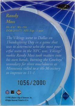 1998 Collector's Edge Masters - Main Event #ME15 Randy Moss Back