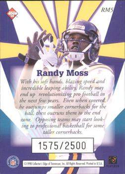 1998 Collector's Edge Masters - Rookie Masters #RM5 Randy Moss Back