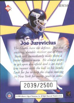 1998 Collector's Edge Masters - Rookie Masters #RM10 Joe Jurevicius Back