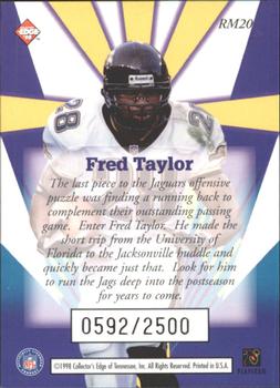 1998 Collector's Edge Masters - Rookie Masters #RM20 Fred Taylor Back