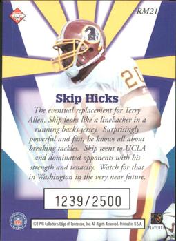 1998 Collector's Edge Masters - Rookie Masters #RM21 Skip Hicks Back