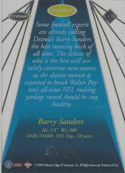 1998 Collector's Edge Masters - Sentinels #S3 Barry Sanders Back