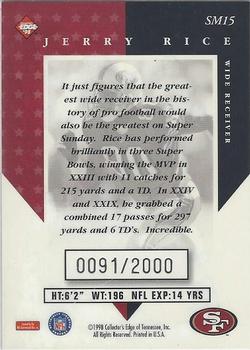 1998 Collector's Edge Masters - Super Masters #SM15 Jerry Rice Back