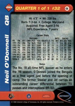 1998 Collector's Edge Odyssey - Galvanized (Level 1) #32 Neil O'Donnell Back
