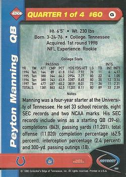 1998 Collector's Edge Odyssey - Galvanized (Level 1) #60 Peyton Manning Back