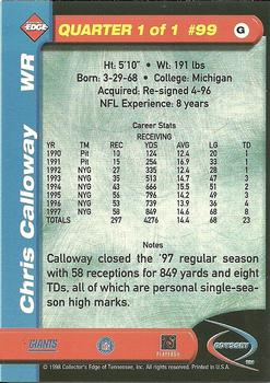 1998 Collector's Edge Odyssey - Galvanized (Level 1) #99 Chris Calloway Back