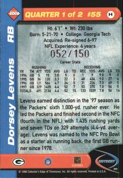 1998 Collector's Edge Odyssey - HoloGold (Level 2) #55 Dorsey Levens Back