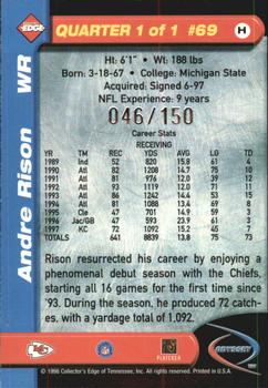 1998 Collector's Edge Odyssey - HoloGold (Level 2) #69 Andre Rison Back