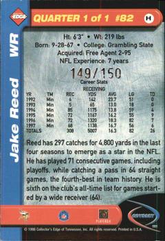 1998 Collector's Edge Odyssey - HoloGold (Level 2) #82 Jake Reed Back
