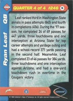 1998 Collector's Edge Odyssey - Previews #246 Ryan Leaf Back