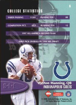 1998 Collector's Edge Odyssey - Super Limited Edge #6 Peyton Manning Back