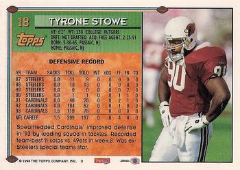 1994 Topps #18 Tyronne Stowe Back