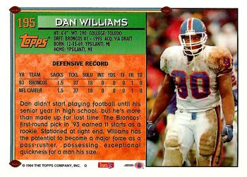 1994 Topps #195 Dan Williams Back