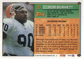 1994 Topps #20 Rob Burnett Back