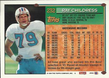 1994 Topps #232 Ray Childress Back