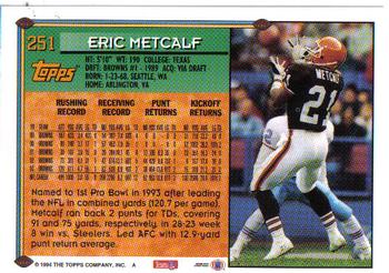 1994 Topps #251 Eric Metcalf Back