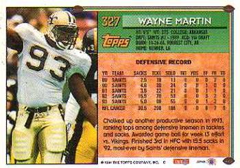 1994 Topps #327 Wayne Martin Back