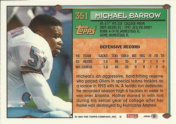 1994 Topps #351 Micheal Barrow Back