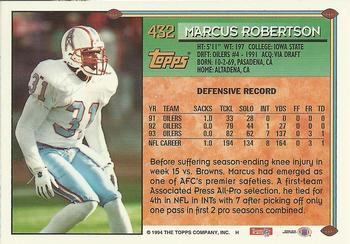 1994 Topps #432 Marcus Robertson Back