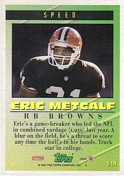 1994 Topps #549 Eric Metcalf Back