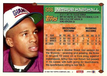 1994 Topps #566 Arthur Marshall Back