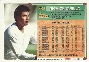 1994 Topps #583 Rich Camarillo Back