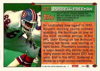 1994 Topps #607 Russell Freeman Back