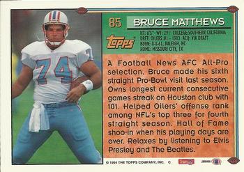1994 Topps #85 Bruce Matthews Back