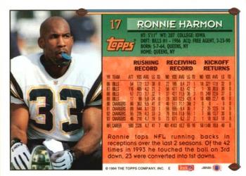 1994 Topps #17 Ronnie Harmon Back