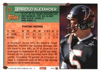 1994 Topps #21 Harold Alexander Back
