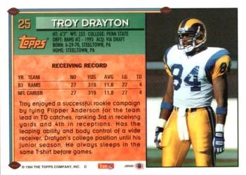 1994 Topps #25 Troy Drayton Back