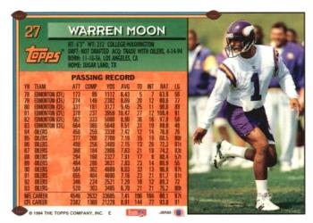 1994 Topps #27 Warren Moon Back
