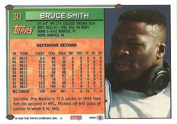 1994 Topps #30 Bruce Smith Back