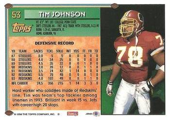 1994 Topps #53 Tim Johnson Back
