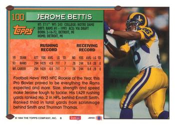 1994 Topps #100 Jerome Bettis Back