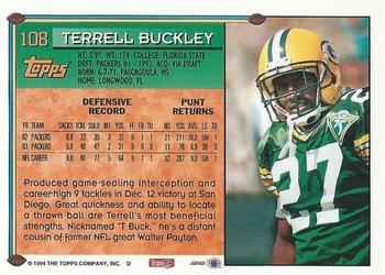 1994 Topps #108 Terrell Buckley Back