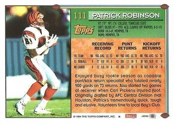 1994 Topps #111 Patrick Robinson Back
