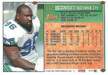 1994 Topps #112 Cortez Kennedy Back
