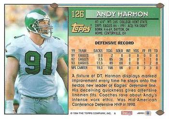 1994 Topps #126 Andy Harmon Back