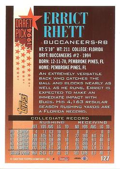 1994 Topps #127 Errict Rhett Back