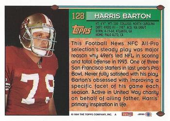 1994 Topps #128 Harris Barton Back