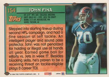 1994 Topps #154 John Fina Back