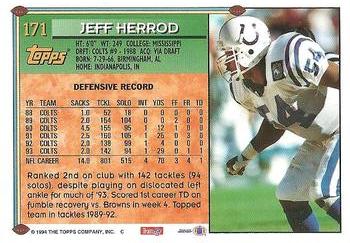 1994 Topps #171 Jeff Herrod Back