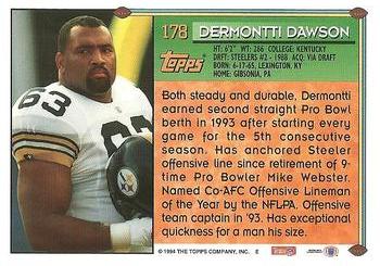 1994 Topps #178 Dermontti Dawson Back