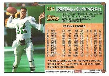 1994 Topps #184 Randall Cunningham Back
