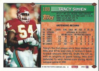 1994 Topps #188 Tracy Simien Back