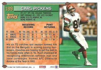 1994 Topps #189 Carl Pickens Back
