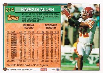 1994 Topps #214 Marcus Allen Back